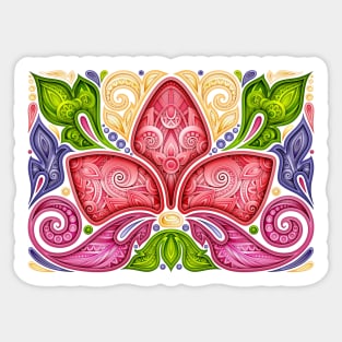 Colored Floral Background in Paisley Garden Indian Style Sticker